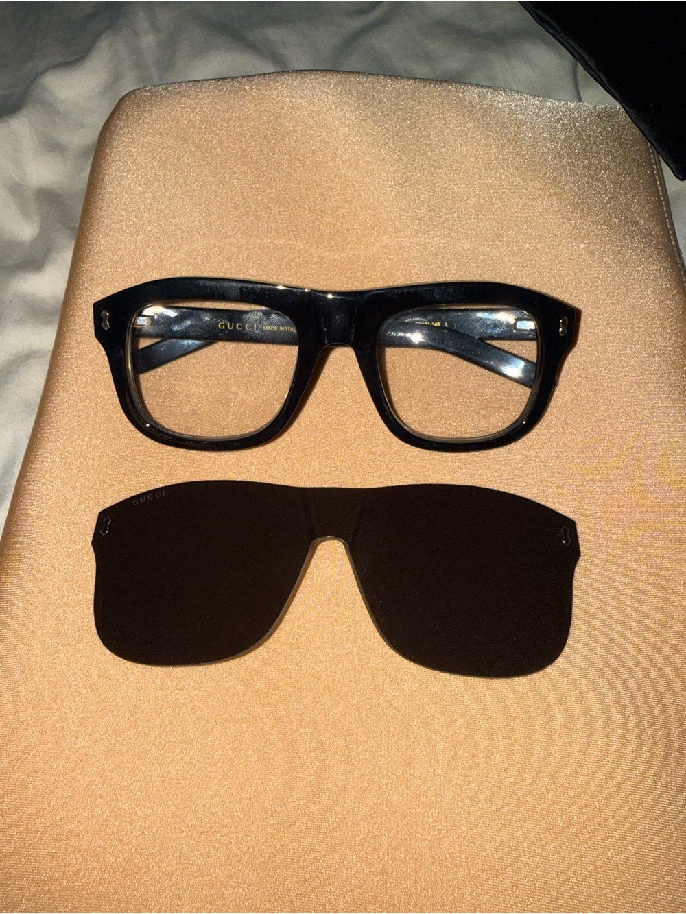 Gucci Black Square Sunglasses with Dark Grey Lenses